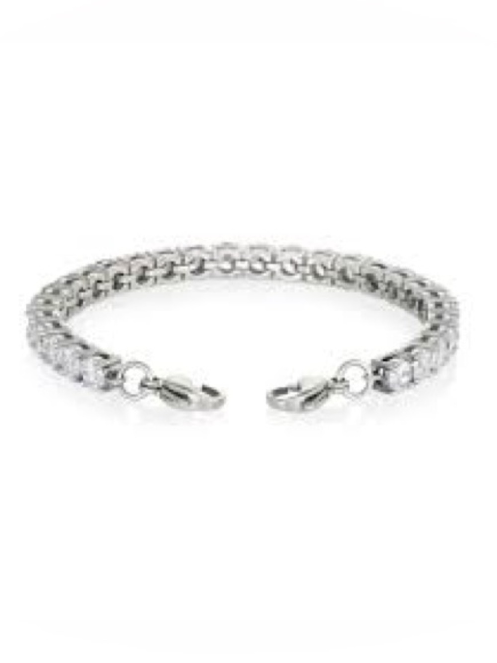 Sterling Silver Crystal Tennis Bracelet - Silver